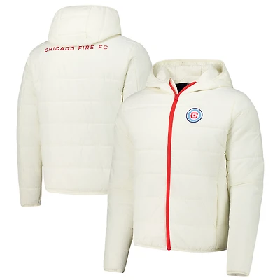 Men's Cream Chicago Fire Padded Pro Hoodie Full-Zip Jacket