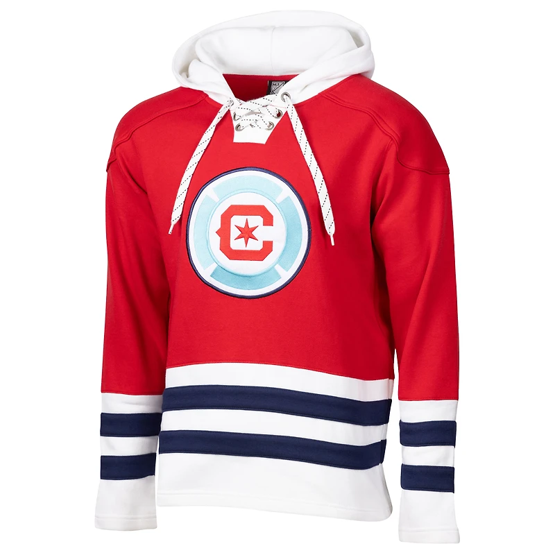 Men's Red Chicago Fire  Jersey Hook Hockey Pullover Hoodie