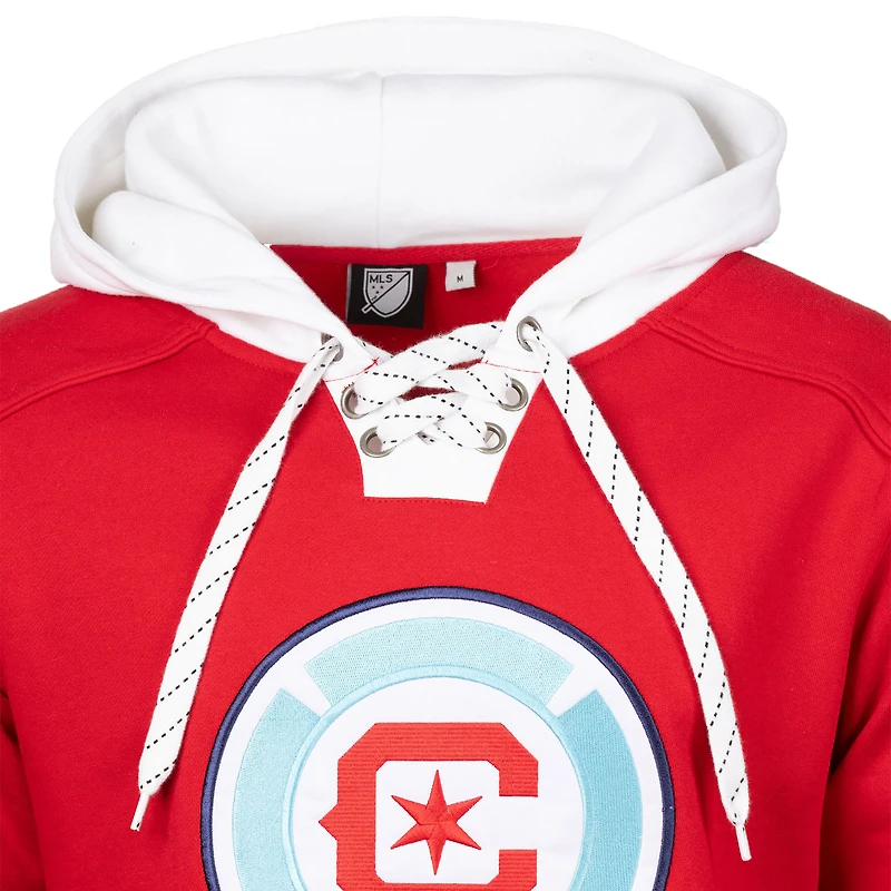 Men's Red Chicago Fire  Jersey Hook Hockey Pullover Hoodie
