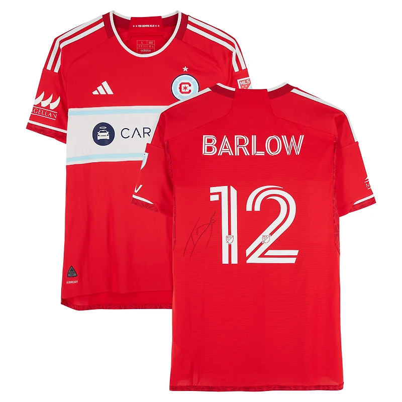Tom Barlow Chicago Fire Autographed Match-Used #12 Red adidas Jersey from the 2024 MLS Season - Size L