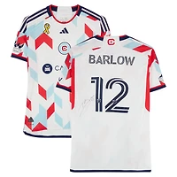 Tom Barlow Chicago Fire Autographed Match-Used #12 White adidas Jersey from the 2024 MLS Season - Size L
