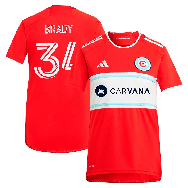 Maillot de joueur adidas Chris Brady Chicago Fire 2024 Return To Red Replica pour femme, rouge