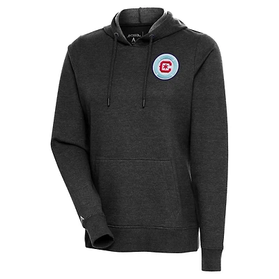 Sweat à capuche pour femme Antigua Heather Black avec logo Chicago Fire