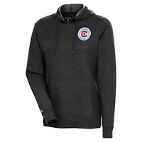 Sweat à capuche pour femme Antigua Heather Black avec logo Chicago Fire