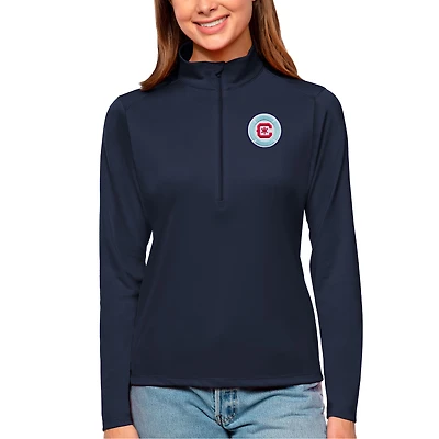 Women's Antigua Navy Chicago Fire Tribute Quarter-Zip Pullover Top