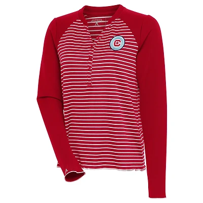 T-shirt à manches longues rouge Antigua pour femme, Chicago Fire Maverick Henley
