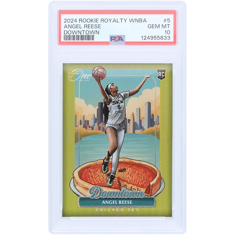 Angel Reese Chicago Sky 2024-25 Panini Rookie Royalty Deep Dish Pizza Downtown #5 PSA Authenticated 10 Rookie Card