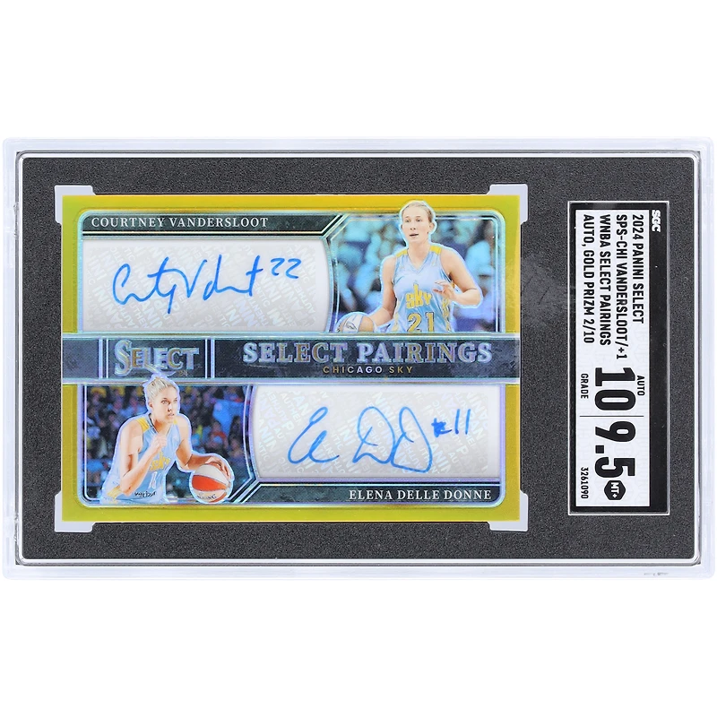 Courtney Vandersloot et Elena Delle Donne Chicago Sky Autographiées 2024 Panini Select WNBA Gold Prizm Select Pairings Autograph #SPS-CHI #2/10 SGC Authentifiée 9.5/10 Carte