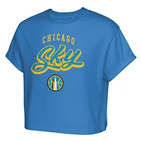 Girls Youth  Sky Blue Chicago City Pennant Cropped T-Shirt