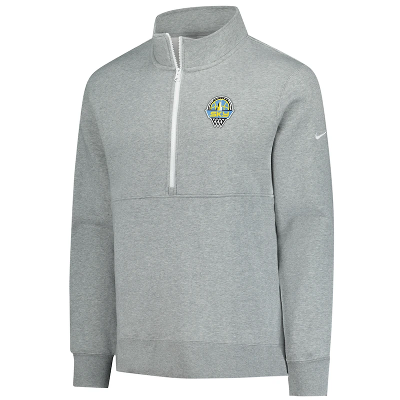Men's Nike  Heather Gray Chicago Sky React Club Half-Zip Pullover