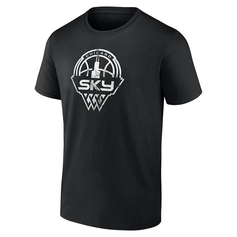 Men's Black Chicago Sky Marble Logo T-Shirt