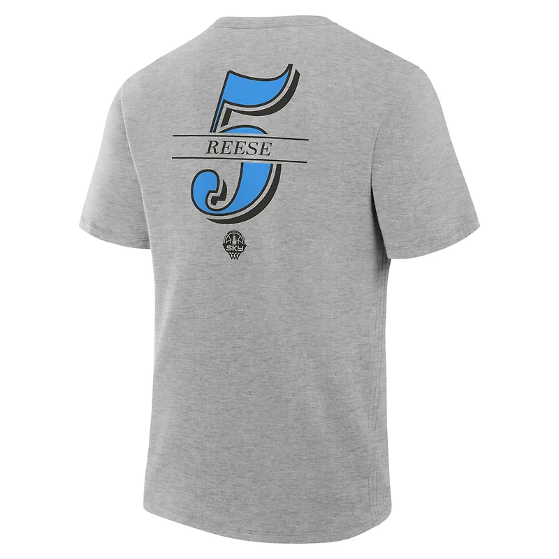 T-shirt Fanatics Angel Reese Gray pour homme avec nom et numéro Chicago Sky The Paint