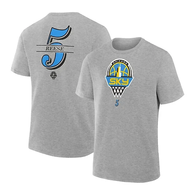 T-shirt Fanatics Angel Reese Gray pour homme avec nom et numéro Chicago Sky The Paint