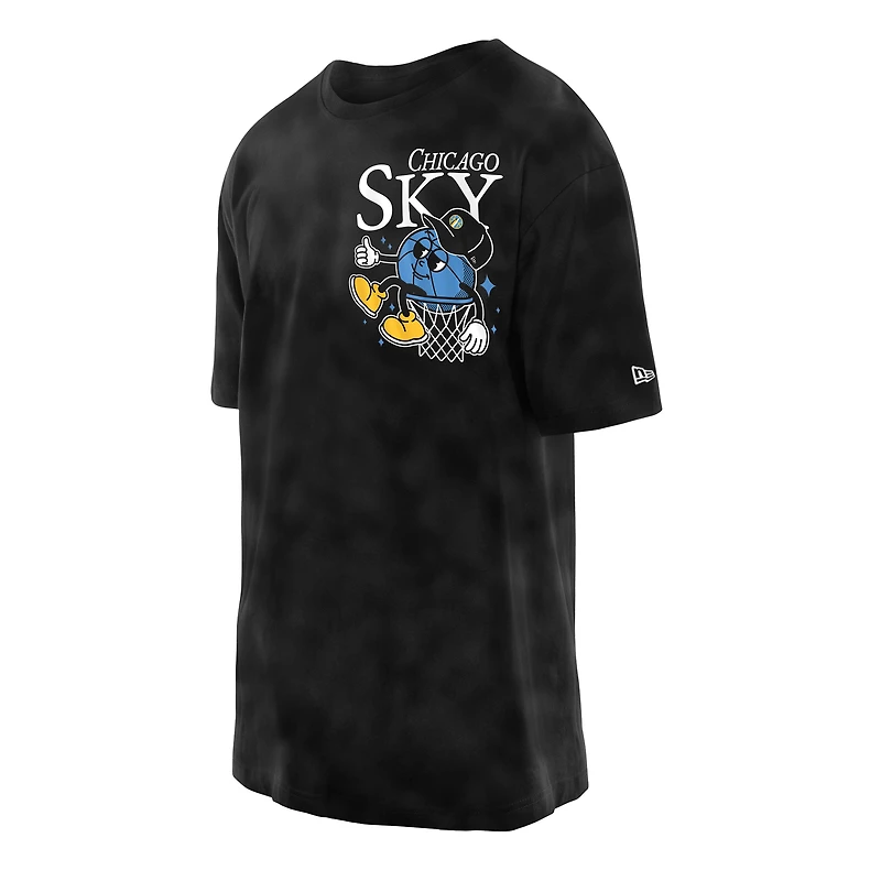 Men's New Era Black Chicago Sky Old School Sport Enzyme Wash Oversized T-Shirt