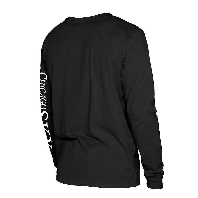 T-shirt sport à manches longues New Era Chicago Sky Old School pour homme, noir