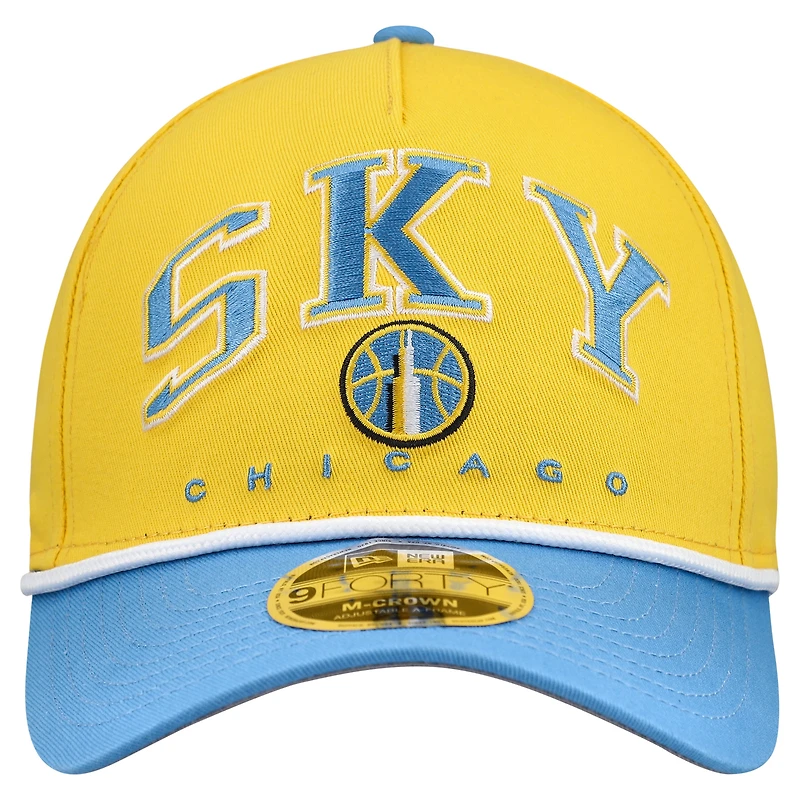 Men's New Era Yellow Chicago Sky Bold Arch COOLERA 9FORTY A-Frame M-Crown Adjustable Hat