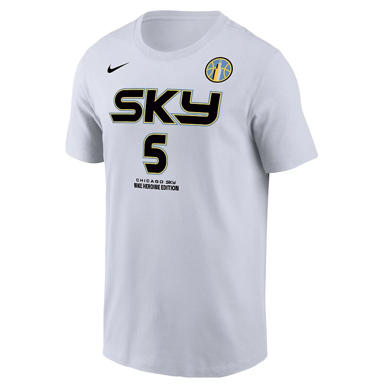 T-shirt Nike Angel Reese White Chicago Sky Heroine Edition pour homme avec nom et numéro