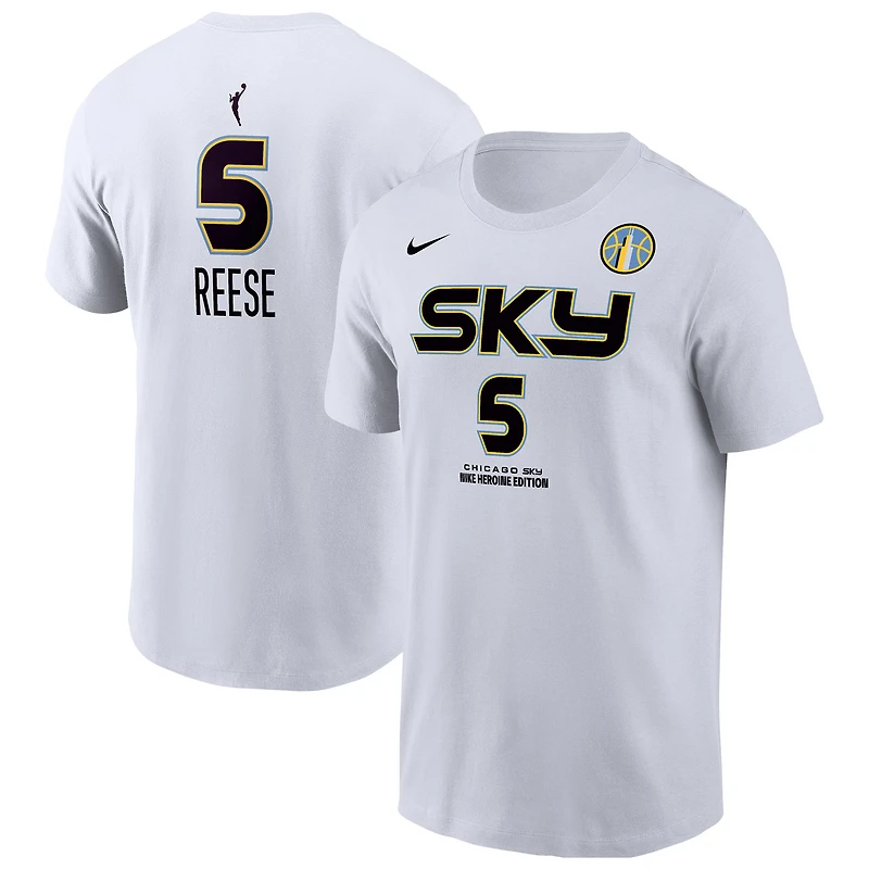 T-shirt Nike Angel Reese White Chicago Sky Heroine Edition pour homme avec nom et numéro