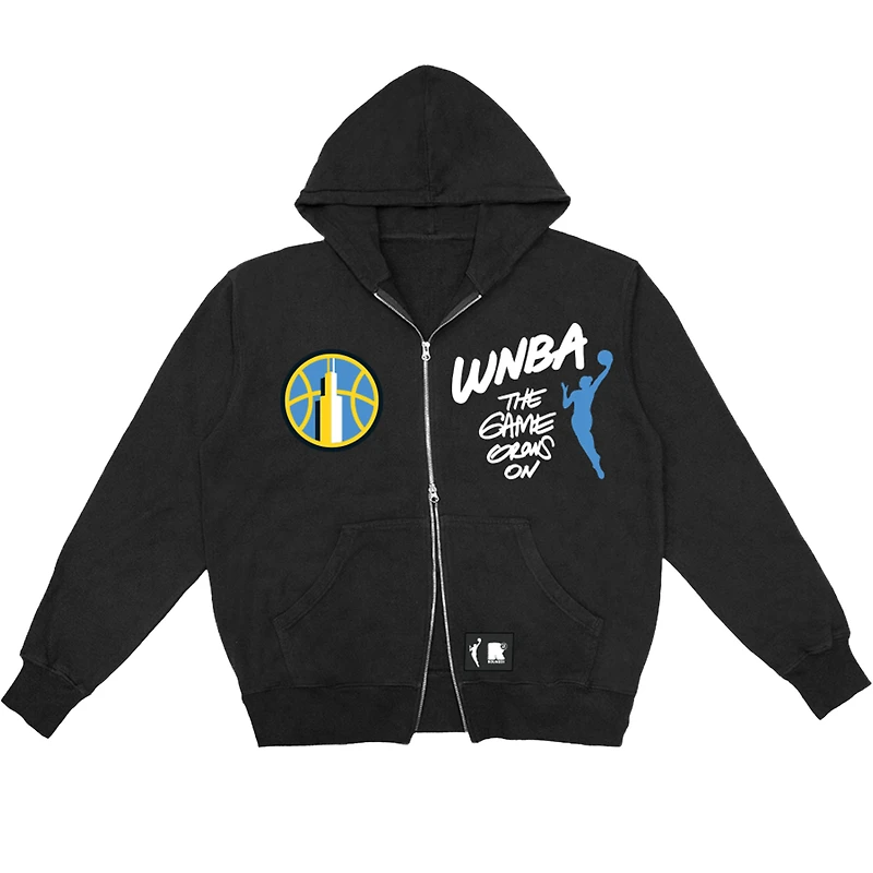 Unisex round21  Black Chicago Sky Double-Zip Hoodie