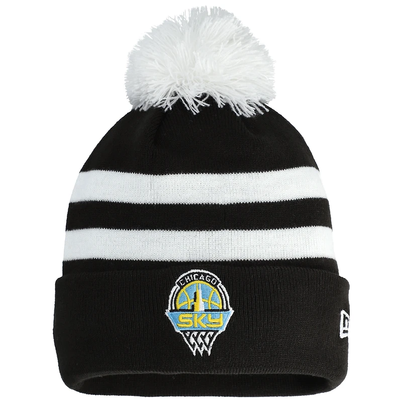 Bonnet unisexe en tricot à revers Chicago Sky Core noir New Era avec pompon