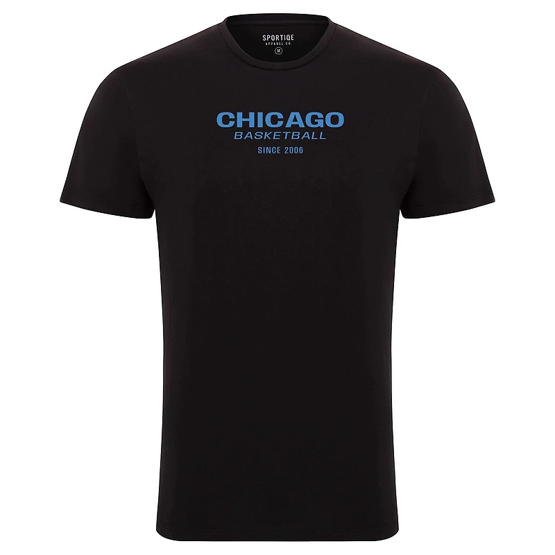 Unisex Sportiqe  Black Chicago Sky Blue Court Bingham T-Shirt