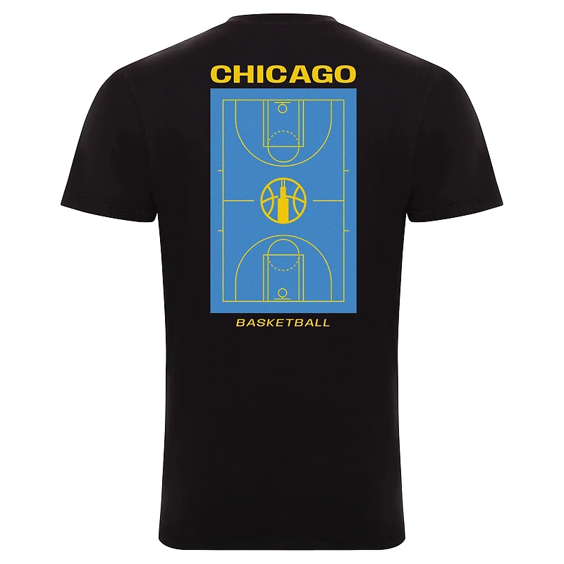Unisex Sportiqe  Black Chicago Sky Blue Court Bingham T-Shirt