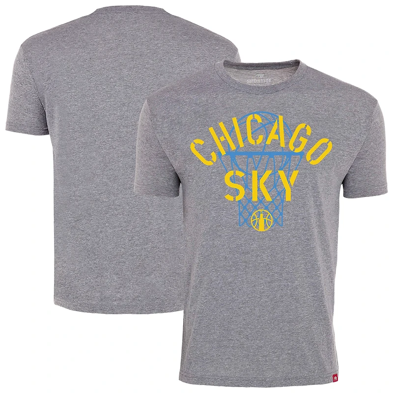 T-shirt unisexe Sportiqe gris chiné Chicago Sky Comfy Basket en mélange de trois matières
