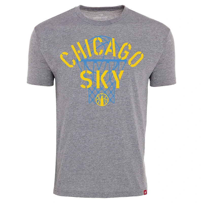 Unisex Sportiqe  Heather Gray Chicago Sky Comfy Basket Tri-Blend T-Shirt
