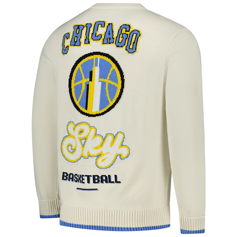 Unisex The Wild Collective  Cream Chicago Sky Jacquard Pullover Sweater