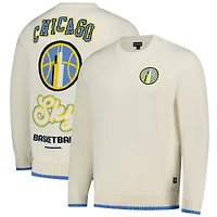 Unisex The Wild Collective  Cream Chicago Sky Jacquard Pullover Sweater