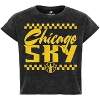 T-shirt court Sportiqe noir Chicago Sky Rock & Roll Collection Gwen Mineral Wash pour femme