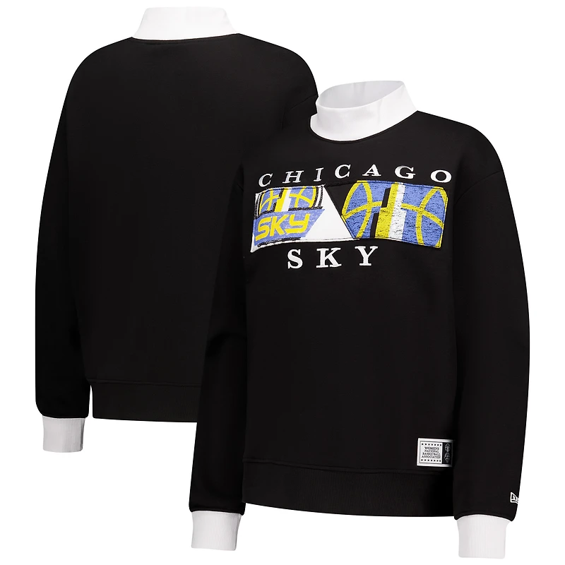 Sweat-shirt court à col montant et fente Chicago Sky noir New Era pour femme