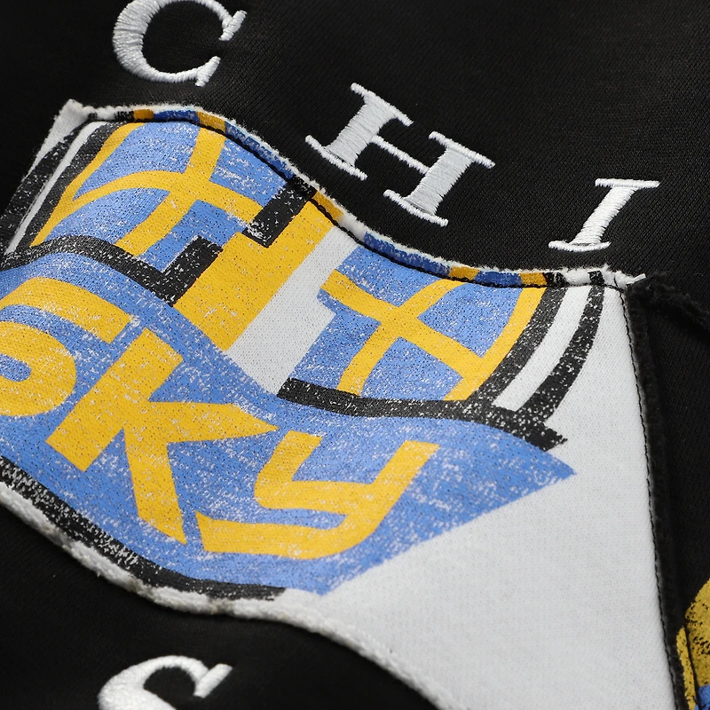 Women's New Era  Black Chicago Sky Split Cropped Mock Neck Sweatshirt