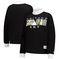 Women's New Era  Black Chicago Sky Split Cropped Mock Neck Sweatshirt