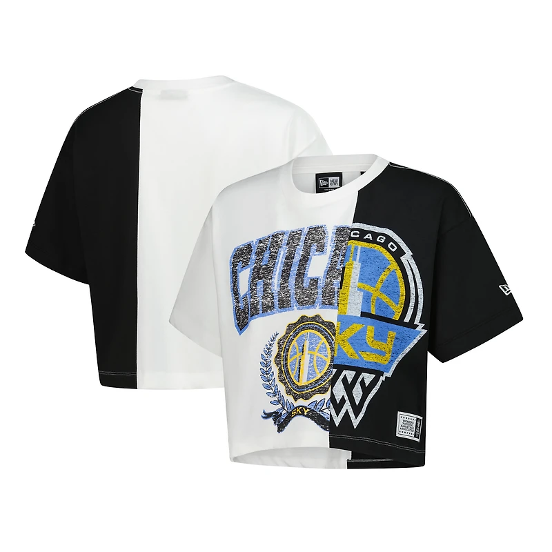 Women's New Era White Chicago Sky Team Split Cropped Boxy T-Shirt