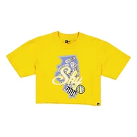 T-shirt New Era jaune Chicago Sky pour femme, édition limitée WNBA Draft 2026.