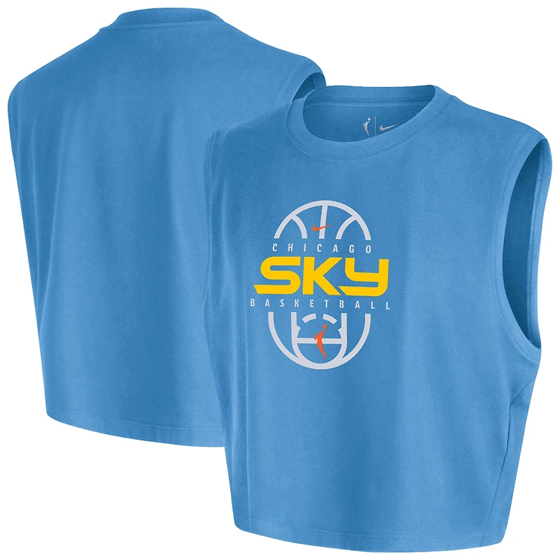 Women's Nike Sky Blue Chicago 2026 Authentic On-Court Sleeveless Cropped T-Shirt