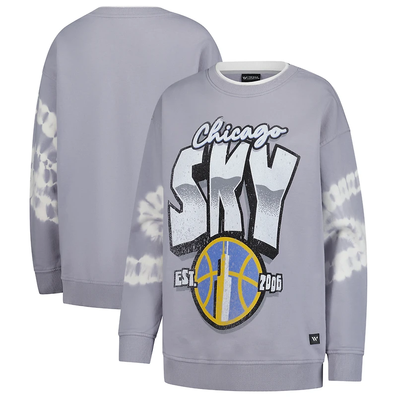 Sweat-shirt en polaire à double col Chicago Sky gris The Wild Collective pour femme