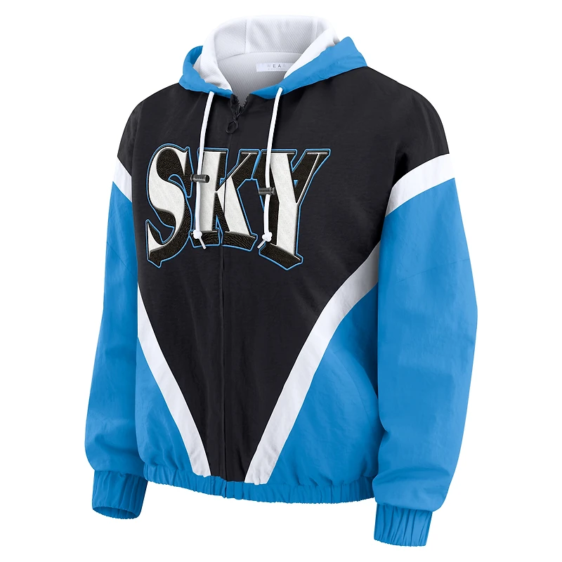 Women's WEAR by Erin Andrews Blue/Black Chicago Sky Colorblock Full-Zip Hoodie Windbreaker Jacket