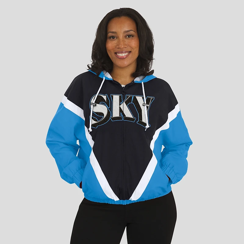 Women's WEAR by Erin Andrews Blue/Black Chicago Sky Colorblock Full-Zip Hoodie Windbreaker Jacket
