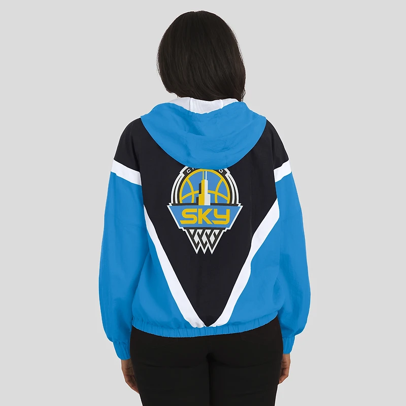 Veste coupe-vent à capuche entièrement zippée WEAR by Erin Andrews bleu/noir Chicago Sky Colorblock pour femme