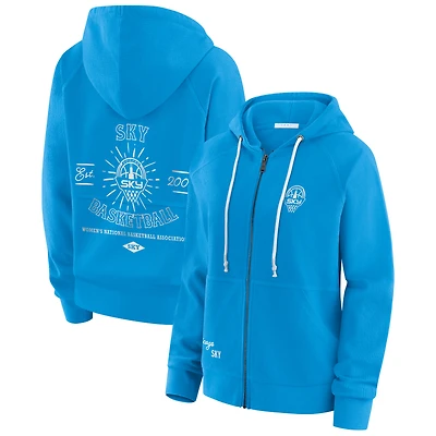 Sweat à capuche zippé raglan bleu ciel Chicago Sky Vintage pour femme par Erin Andrews