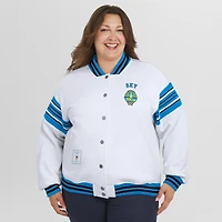 Women's WEAR by Erin Andrews White/ WNBA Full-Snap Fleece Sweatshirt Jacket