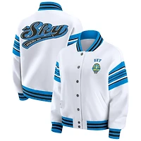 Women's WEAR by Erin Andrews White/ WNBA Full-Snap Fleece Sweatshirt Jacket
