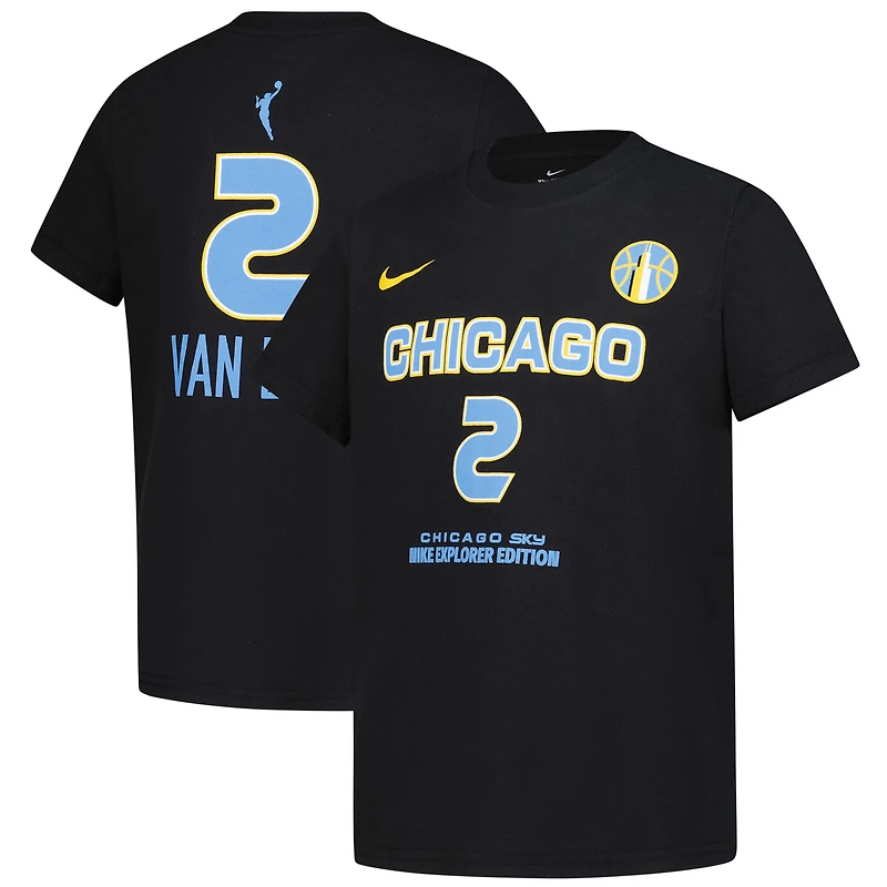 T-shirt Nike Hailey Van Lith noir pour jeune, édition Chicago Sky Explorer, avec nom et numéro