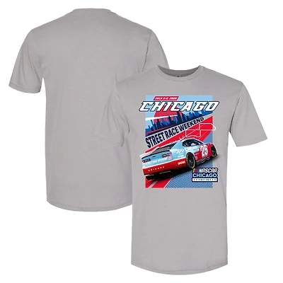 Men's NASCAR Gray 2025 Chicago Street Race Event Car T-Shirt