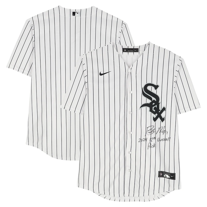 Braden Montgomery Chicago White Sox Autographed White Nike Replica Jersey with "2024 12th Overall Pick" Inscription