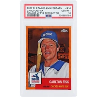 Carlton Fisk Chicago White Sox 2022 Topps Platinum Anniversary Orange Wave Refractor #410 # 11/25 PSA Authentifié 10 Carte