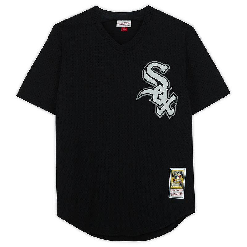 Maillot d'entraînement de frappe authentique noir autographié par Carlton Fisk Chicago White Sox avec l'inscription « HOF 2000 » de Mitchell & Ness