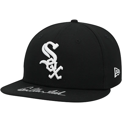 Casquette New Era noire dédicacée Carlton Fisk des Chicago White Sox